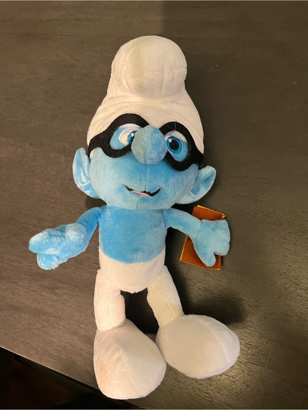 Blue Plush Smurf with White Hat and Black Mask - Branded Plush